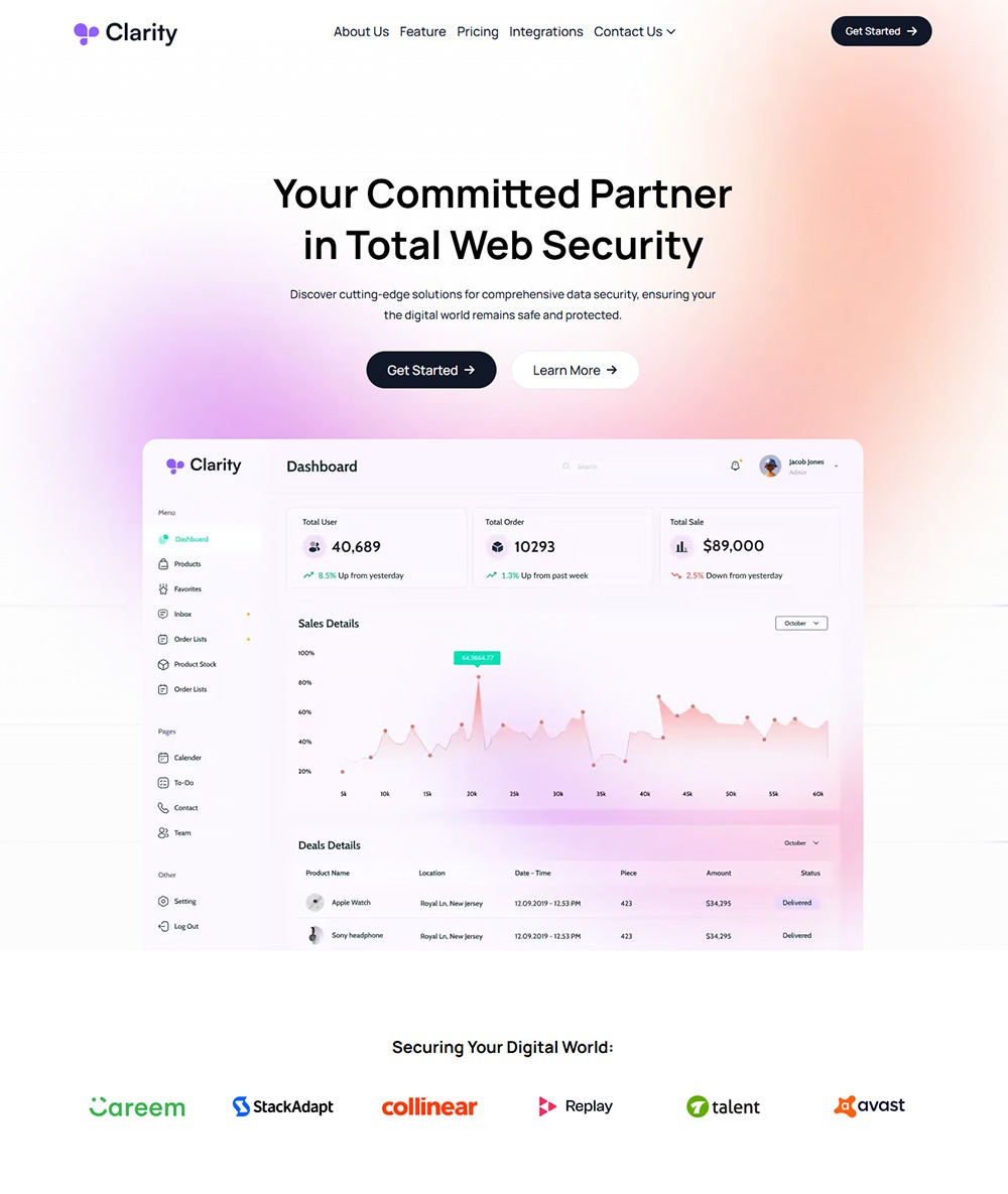 Clarity – Web Secutity Services Page Template