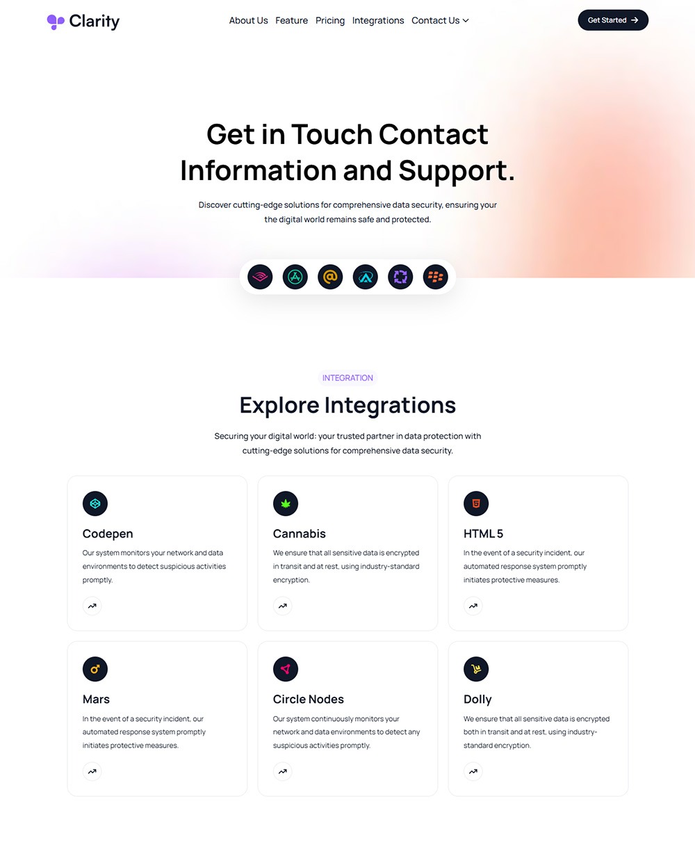 Integrations – Web Secutity Services Page Template