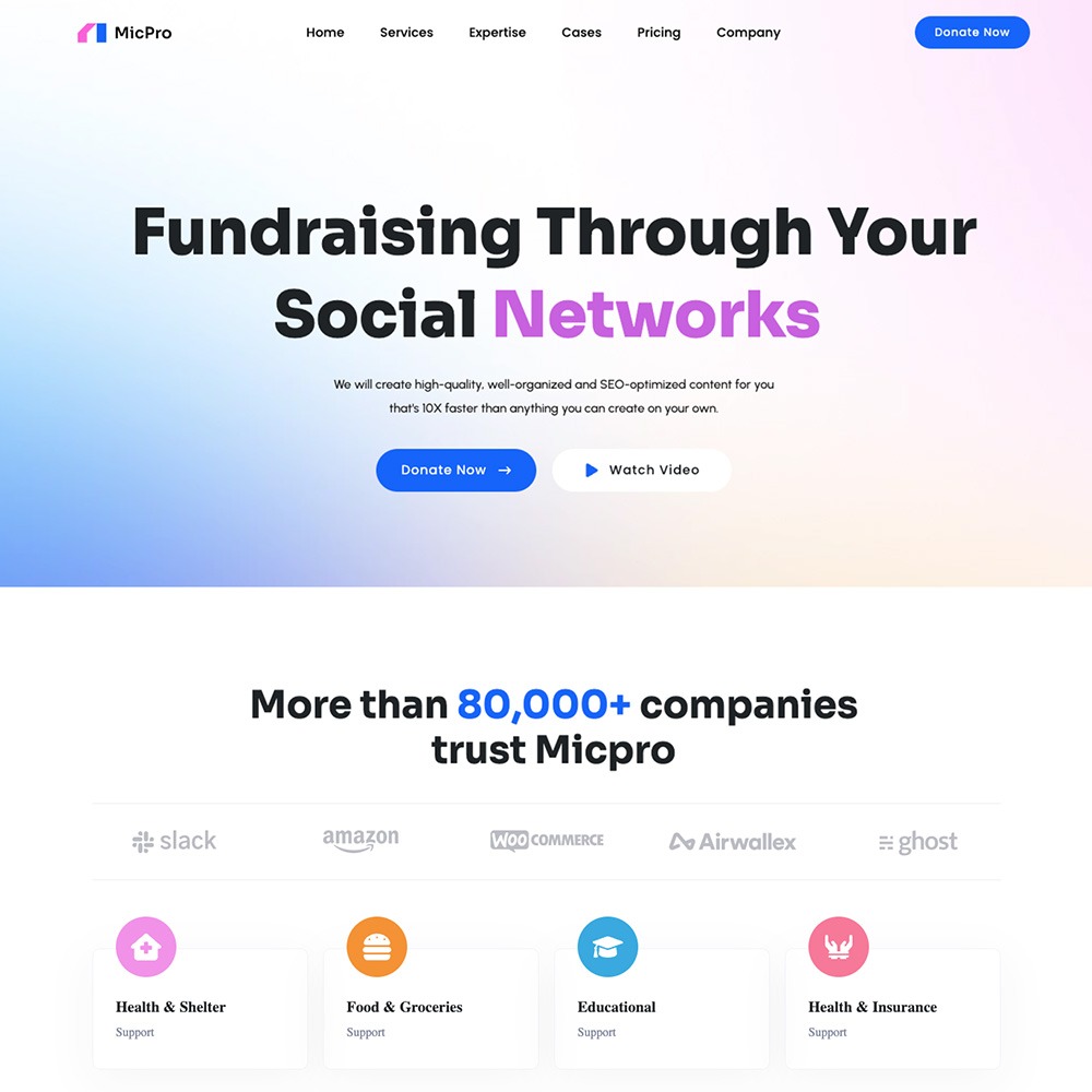 MicPro – Charity Website Template